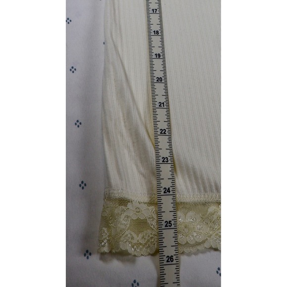 Y2K Poof Excellence Lace Trim Cami Tank Top BOHO Ribbed Knit Fairy Ivory Medium - Picture 8 of 8